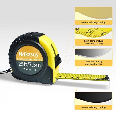 Ndkasuy 25ft Self-Locking Tape Measure. Dual Metric/Imperial Scales. Durable Carbon Steel, Clear Markings. Perfect for DIY, Construction & Woodworking in Saudi Arabia