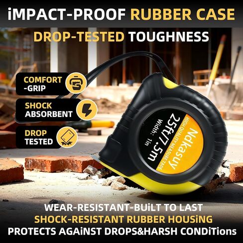 Ndkasuy 25ft Self-Locking Tape Measure. Dual Metric/Imperial Scales. Durable Carbon Steel, Clear Markings. Perfect for DIY, Construction & Woodworking in Saudi Arabia