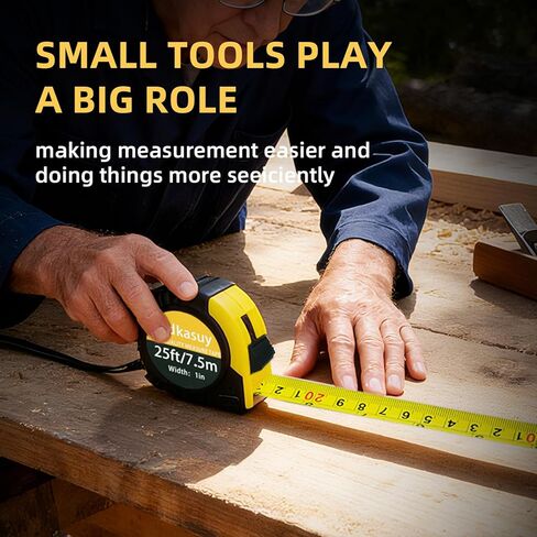Ndkasuy 25ft Self-Locking Tape Measure. Dual Metric/Imperial Scales. Durable Carbon Steel, Clear Markings. Perfect for DIY, Construction & Woodworking in Saudi Arabia