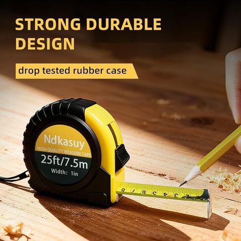 Ndkasuy 25ft Self-Locking Tape Measure. Dual Metric/Imperial Scales. Durable Carbon Steel, Clear Markings. Perfect for DIY, Construction & Woodworking in Saudi Arabia