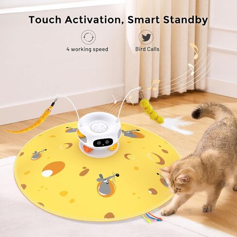 ألعاب القطط التفاعلية للقطط الداخلية - 5 في 1 Cat Laser Toy Automtaic ، وإعادة شحن الحركة المنشط والبحث عن لعبة مع الريشة ، وكرات Tarck ونقاع للملل القطة بالملل in Kuwait