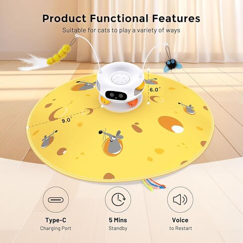 ألعاب القطط التفاعلية للقطط الداخلية - 5 في 1 Cat Laser Toy Automtaic ، وإعادة شحن الحركة المنشط والبحث عن لعبة مع الريشة ، وكرات Tarck ونقاع للملل القطة بالملل in Kuwait