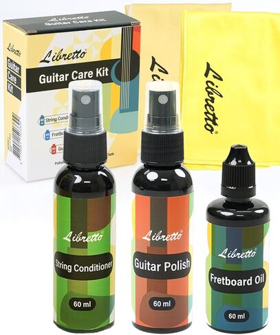 Libretto Guitar Cleaning Kit, 2 Pack Guitar Maintenance Set with Polish, Fretboard Oil and 2 Microfiber Cloths, All in One Care for Acoustic and Electric Guitars in Kuwait