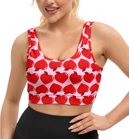 حمالة صدر رياضية للسيدات مضحكة طباعة تجريب تشغيل قمم مغرفة رقبة مبطنة لليوغا حمالات رياضية سباحة القمة للنساء in Kuwait
