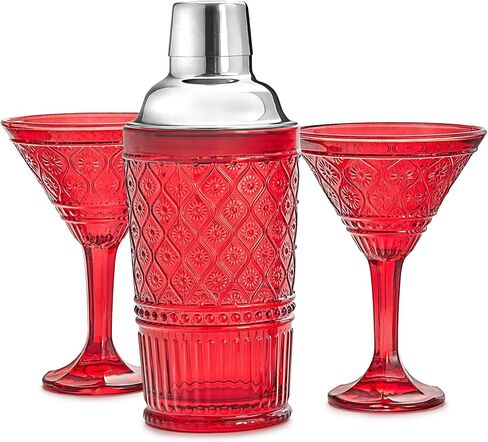 مجموعة هدايا Godinger Cocktail Shaker و Martini Parware ، مجموعة Martini Shaker ومجموعة من نظارات الكوكتيل ، ديكور عتيق ، مجموعة Claro ، وردي in Saudi Arabia