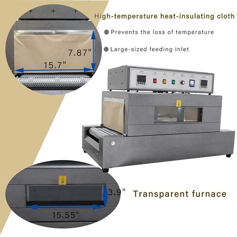 TECHTONGDA Heat Shrink Wrapping Machine Thermal Shrink Packaging Machine, Mesh Conveyor Max 22LB Load, 220V 5500W Commercial Industrial Packaging in Saudi Arabia