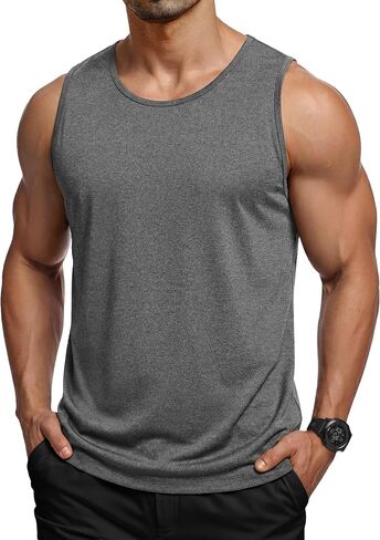 MAGCOMSEN Men's Tank Tops Quick Dry UPF 50+ Athletic Sleeveless Muscle Shirts Gym Workout Top Casual Beach Summer in Saudi Arabia