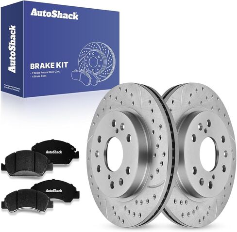AutoShack Front Brake Kit Replacement for Chevrolet Silverado 1500 GMC Yukon 4WD Drilled & Slotted Zinc Coated Disc Brake Rotors Ceramic Brakes Pads 12.98" 329.7 mm BRKPKG003935 in Saudi Arabia