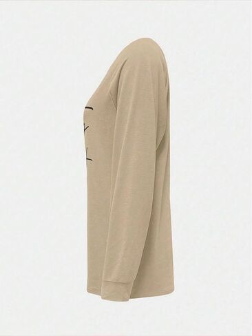 Women's Graphic Sweatshirt Letter Print Off the Shoulder Long Sleeve Casual Pullover Tops in Saudi Arabia