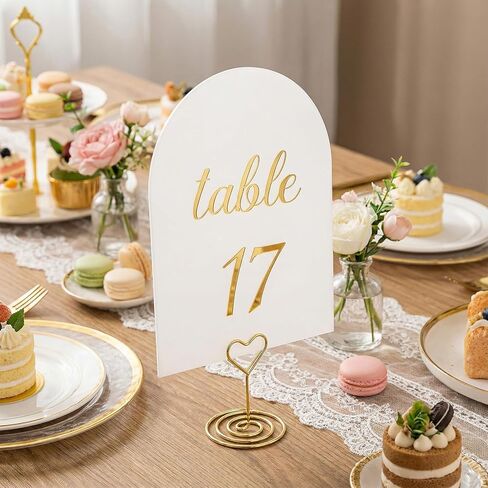 Arch Table Numbers 1-30 Plus Head Table, 5.9x3.9 Inch White Card Stock, Double-Sided Gold Foil Embossed, Elegant Wedding Reception Centerpiece Decoration Event Party in Saudi Arabia