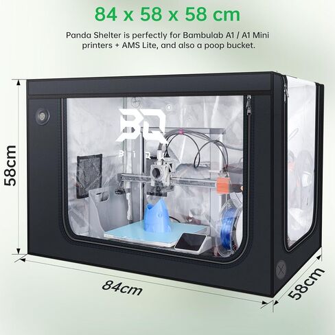 حاوية طابعة BIQU Panda Shelter ثلاثية الأبعاد لمجموعة Bambu-Lab A1 A1 Mini Combo، خيمة مقاومة للحريق والغبار لـ A1+AMS / A1 Mini+AMS Lite، غطاء واقٍ بدرجة حرارة ثابتة مقاس أكبر، 840x580x580 مم in Kuwait