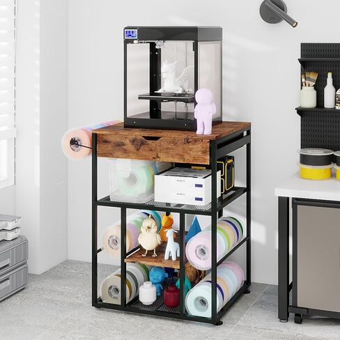 PUNCIA 25.6″ × 21.7″ Platform 3D Printer Stand with Filament Storage, All-in-One Heavy-Duty Rack Organizer for PLA ABS Spools 3D Printing Shelf for FDM & SLA Printers Home Office Workshop Studio Setup in Saudi Arabia