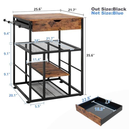 PUNCIA 25.6″ × 21.7″ Platform 3D Printer Stand with Filament Storage, All-in-One Heavy-Duty Rack Organizer for PLA ABS Spools 3D Printing Shelf for FDM & SLA Printers Home Office Workshop Studio Setup in Saudi Arabia