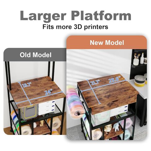 PUNCIA 25.6″ × 21.7″ Platform 3D Printer Stand with Filament Storage, All-in-One Heavy-Duty Rack Organizer for PLA ABS Spools 3D Printing Shelf for FDM & SLA Printers Home Office Workshop Studio Setup in Saudi Arabia