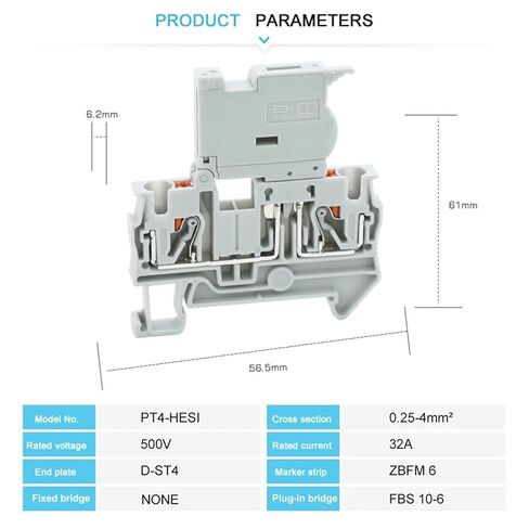 PT 4-HESI 5 * 20mm Fuse Holder Push-in Terminal Block with LED 24V/220V 4mm² Cable Din Rail 10Pcs(Black-with 24V LED) in Saudi Arabia