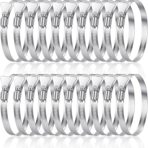 20 PCS Stainless Steel Duct Clamps, 4 Inch Hose Clamps, Adjustable 91-114 mm (3.5 inch to 4.5 inch) Range Air Ducting Clamp, 12 mm (0.5 inch) Bandwidth Worm Clamp, Worm Drive and Gear in Saudi Arabia