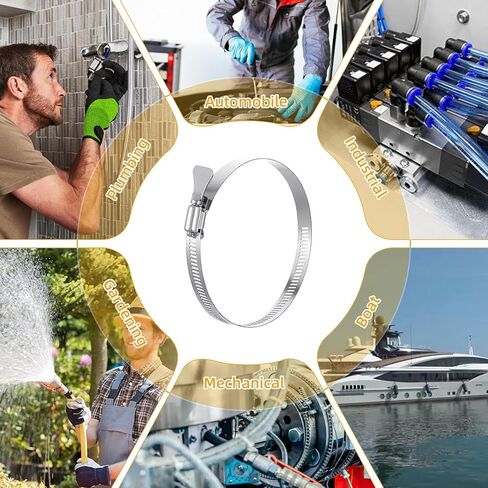 20 PCS Stainless Steel Duct Clamps, 4 Inch Hose Clamps, Adjustable 91-114 mm (3.5 inch to 4.5 inch) Range Air Ducting Clamp, 12 mm (0.5 inch) Bandwidth Worm Clamp, Worm Drive and Gear in Saudi Arabia