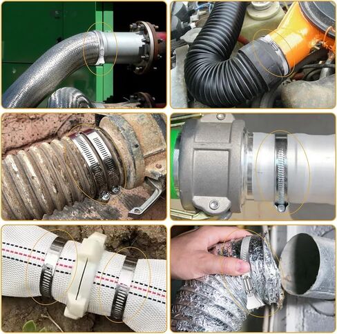 20 PCS Stainless Steel Duct Clamps, 4 Inch Hose Clamps, Adjustable 91-114 mm (3.5 inch to 4.5 inch) Range Air Ducting Clamp, 12 mm (0.5 inch) Bandwidth Worm Clamp, Worm Drive and Gear in Saudi Arabia