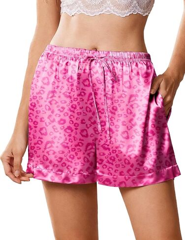 Ekouaer Womens Silk Satin Pajama Short Casual Sleep Shorts Summer Lounge Sleep Pj Short with Pockets Soft Lounge Shorts in Saudi Arabia