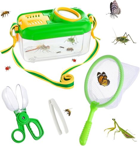 Biubee Bug Casher for Kids - Bug Sturdy Kid Bug Catching Kit Gifts with Butterfly Net Collector Ensect Casher Tweezer ، Pink Kids Bug Habitat Outdoor Kit for Girls Age 3 4 5 6 7 8 in Kuwait
