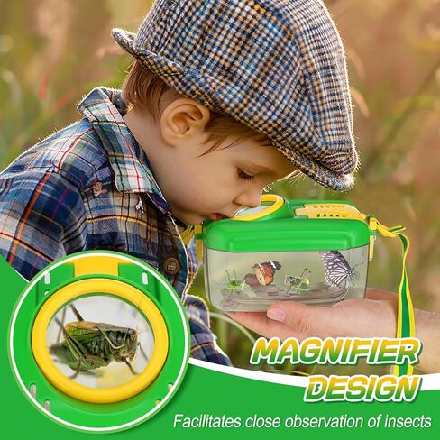 Biubee Bug Casher for Kids - Bug Sturdy Kid Bug Catching Kit Gifts with Butterfly Net Collector Ensect Casher Tweezer ، Pink Kids Bug Habitat Outdoor Kit for Girls Age 3 4 5 6 7 8 in Kuwait
