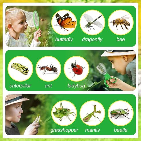 Biubee Bug Casher for Kids - Bug Sturdy Kid Bug Catching Kit Gifts with Butterfly Net Collector Ensect Casher Tweezer ، Pink Kids Bug Habitat Outdoor Kit for Girls Age 3 4 5 6 7 8 in Kuwait