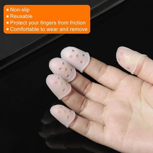 Finger Tips Anti Slip Fingertip Protector, 20 Pack 29mm Silicone Finger Guard for Paper Sorting Sewing Guitar Playing, Transparent L Size in Saudi Arabia