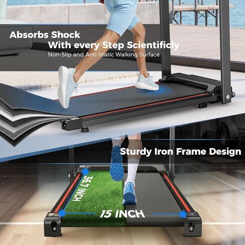 Treadmills for Home Foldable Treadmill with Handles 3 HP Folding Treadmills Walking Pad Treadmill with Handle Bar Quiet Walking Machine, 300LBS Capacity Portable Small Running Pad Home Gym in Saudi Arabia