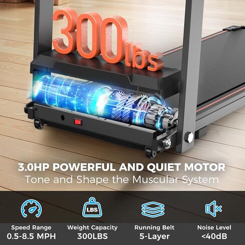 Treadmills for Home Foldable Treadmill with Handles 3 HP Folding Treadmills Walking Pad Treadmill with Handle Bar Quiet Walking Machine, 300LBS Capacity Portable Small Running Pad Home Gym in Saudi Arabia