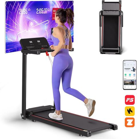 Treadmills for Home Foldable Treadmill with Handles 3 HP Folding Treadmills Walking Pad Treadmill with Handle Bar Quiet Walking Machine, 300LBS Capacity Portable Small Running Pad Home Gym in Saudi Arabia
