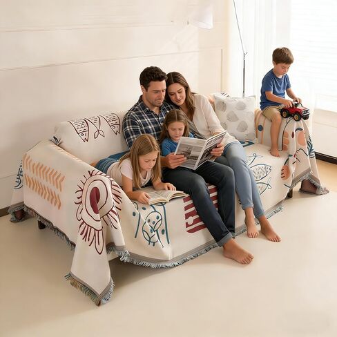 غطاء أريكة خمر (71 '' x 118 '') - مزيج القطن ، نمط القط الأزهار ، غسل الماكينة ، غطاء الأثاث ل 3 وسادة أريكة (Cat 01) in Saudi Arabia