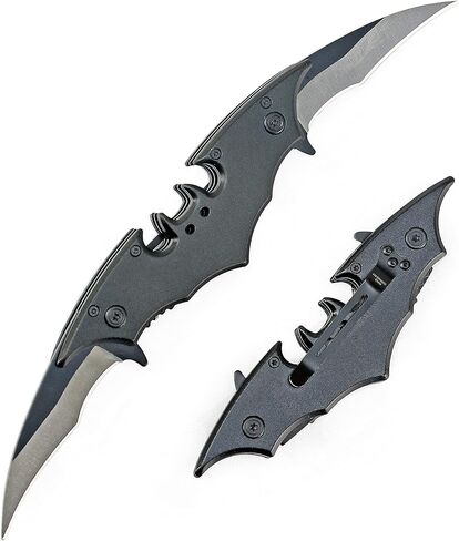 سكين Kii Dark Twin Blade - جيب قابل للطي بحافة مزدوجة مع مشبك، 11 بوصة من الفولاذ المقاوم للصدأ قطعتين حادتين (أسود) in Kuwait