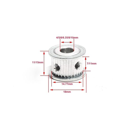 S2M-24T Belt Pulley 7mm/11mm Belt Width S2M 24Teeth Transmission Pulley 4/5/6/8mm Bore Aluminum Alloy Pulley(5mm,7mm) in Saudi Arabia