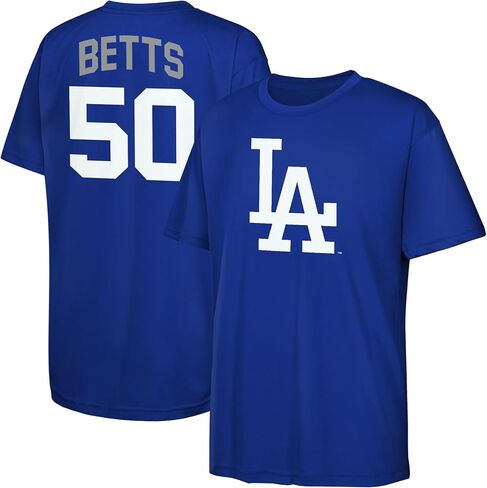 Mookie Betts Los Angeles Dodgers MLB Kids 4-20 Blue Official Name & Number Performance Jersey T-Shirt in Saudi Arabia