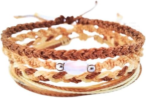Womua Handmade Bracelets Set of 4, Waterproof Braided Wrap Bracelets with Opalina, Stainless Steel Beads, Adjustable Sliding Knot, Unisex in Saudi Arabia
