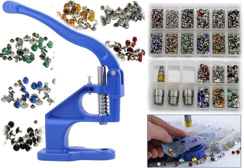 Allstarco Stud Setter Deluxe Kit - 2500PCs Gold & Silver Nailheads, Spot Flat, Dome Pearl Studs Craft Bedazzler Rhinestones Embellishments Manual Hand-Press Tool Machine Garment Clothing Nailheads in Saudi Arabia