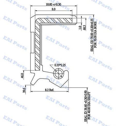 EAI 40mm x 70mm x 10mm FPM/FKM TC Double Lip w/Stainless Steel Spring Oil Seal. Comp. /w Viton Shaft Seal in Saudi Arabia