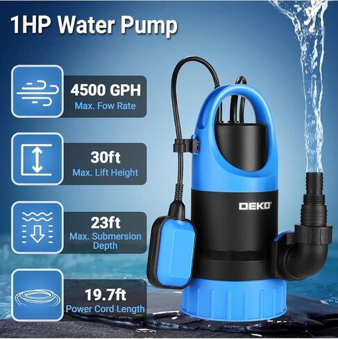 مضخة الماء #US 1/3HP 2450 GPH محرك عالي الكفاءة قابل للغمر in Kuwait