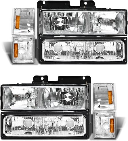 لعام 2007 2008 2009 2008 2010 2012 2013 2014 Sierra Headlight Assembly متوافق مع 07-13 GMC Sierra 1500/07-14 GMC Sierra 2500HD 3500HD Chrome Housing Headlamp استبدال L+R in Saudi Arabia