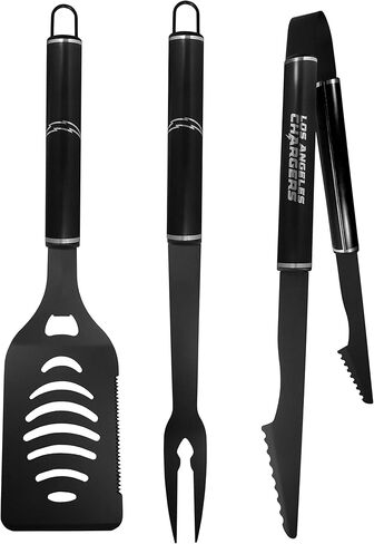 Siskiyou Sports NFL Los Angeles Chargers 3 pc Monochromatic BBQ Set, Black,One Size in Saudi Arabia