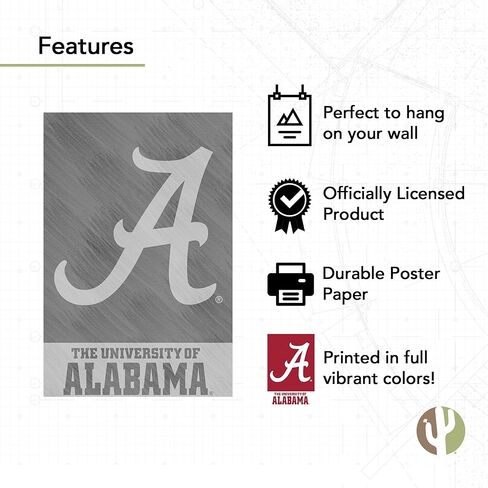 ملصق جامعة ألاباما لصبار الصحراء UA Crimson Tide مقاس 11 × 17 بوصة ديكور مكتب الغرفة ديكور رسمي للمروحة (11 × 17 بوصة، الإصدار 1A) in Saudi Arabia