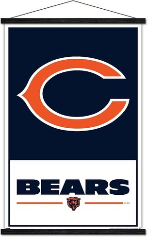 Trends International NFL Chicago Bears - ملصق حائط بشعار 21، 22.37 بوصة × 34.00 بوصة، طباعة وحزمة شماعة سوداء in Saudi Arabia