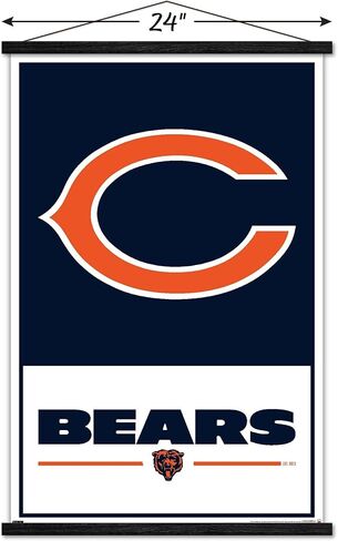 Trends International NFL Chicago Bears - ملصق حائط بشعار 21، 22.37 بوصة × 34.00 بوصة، طباعة وحزمة شماعة سوداء in Saudi Arabia