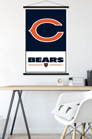 Trends International NFL Chicago Bears - ملصق حائط بشعار 21، 22.37 بوصة × 34.00 بوصة، طباعة وحزمة شماعة سوداء in Saudi Arabia