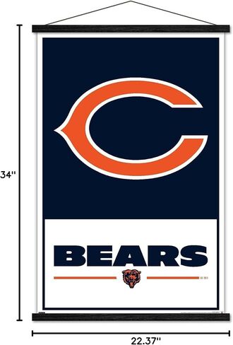 Trends International NFL Chicago Bears - ملصق حائط بشعار 21، 22.37 بوصة × 34.00 بوصة، طباعة وحزمة شماعة سوداء in Saudi Arabia