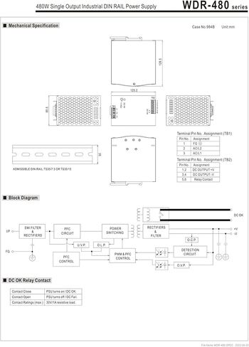 WDR-480-24 24/48 480W Single Group Output Guide Rail Type Industrial Power Supply in Saudi Arabia