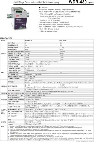 WDR-480-24 24/48 480W Single Group Output Guide Rail Type Industrial Power Supply in Saudi Arabia