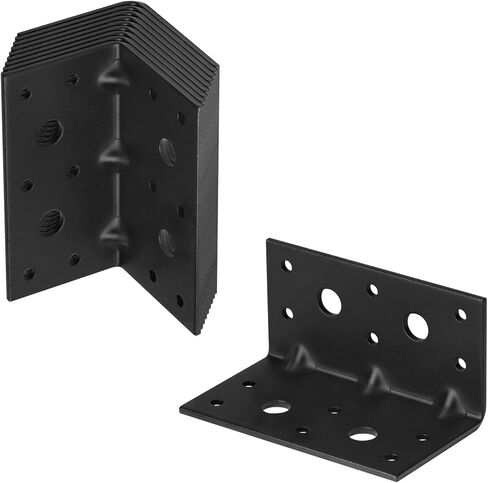 MOUNTAIN_ARK 10 Pack Black L Right Angle Bracket, 2-1/8" x 2-1/8" x 4" Steel Metal Reinforced Corner Braces for Wood, Furniture, Lumber in Saudi Arabia
