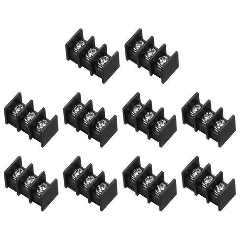 MECCANIXITY 3 Positions Terminal Block, 0.94"x0.55" 300V 20A 7.62mm Pitch PA66 Single Row PCB Mount Screw Terminals Strip Pack of 10, Black in Saudi Arabia
