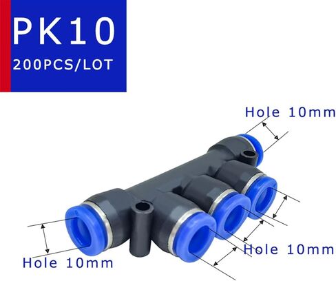 200-500 قطعة/الوحدة تركيبات هوائية PK PK4/PK6/PK8/PK10/PK12، 4 مم 5 اتجاهات في موصل مشترك سريع،(PK10 (200 قطعة)) in Kuwait